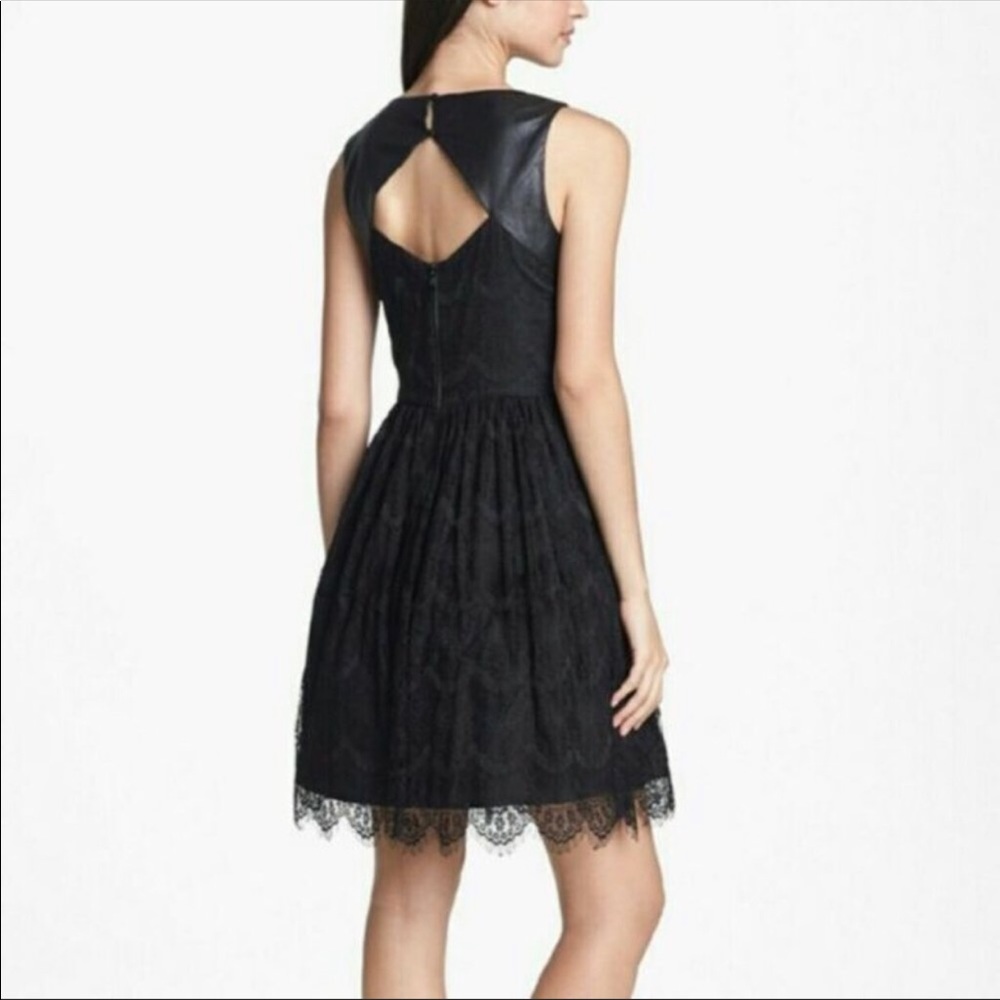 Jessica Simpson Faux Leather, Lace & Tulle Dress